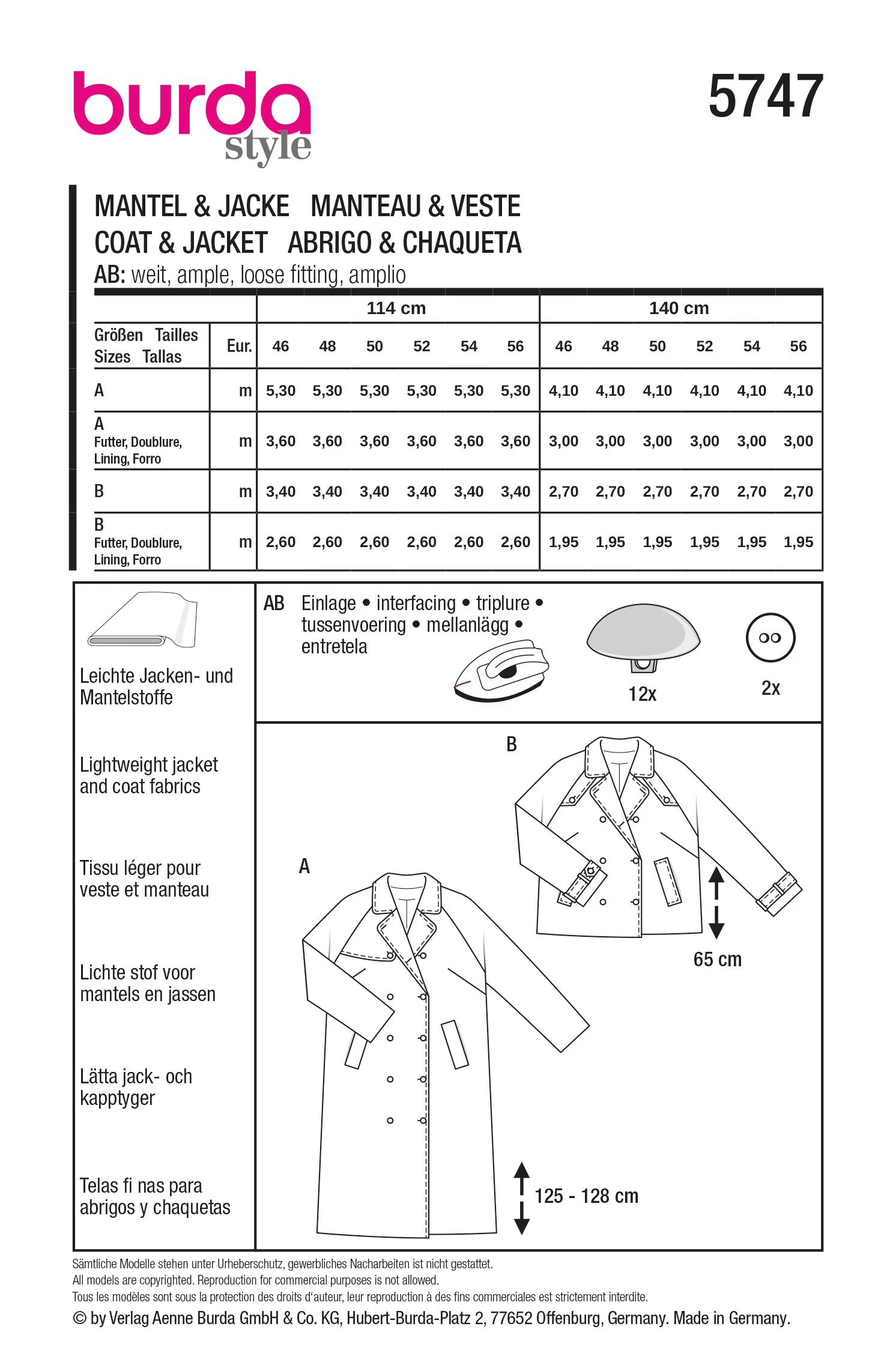 Burda 5747 - Jacket & Coat - Image 2