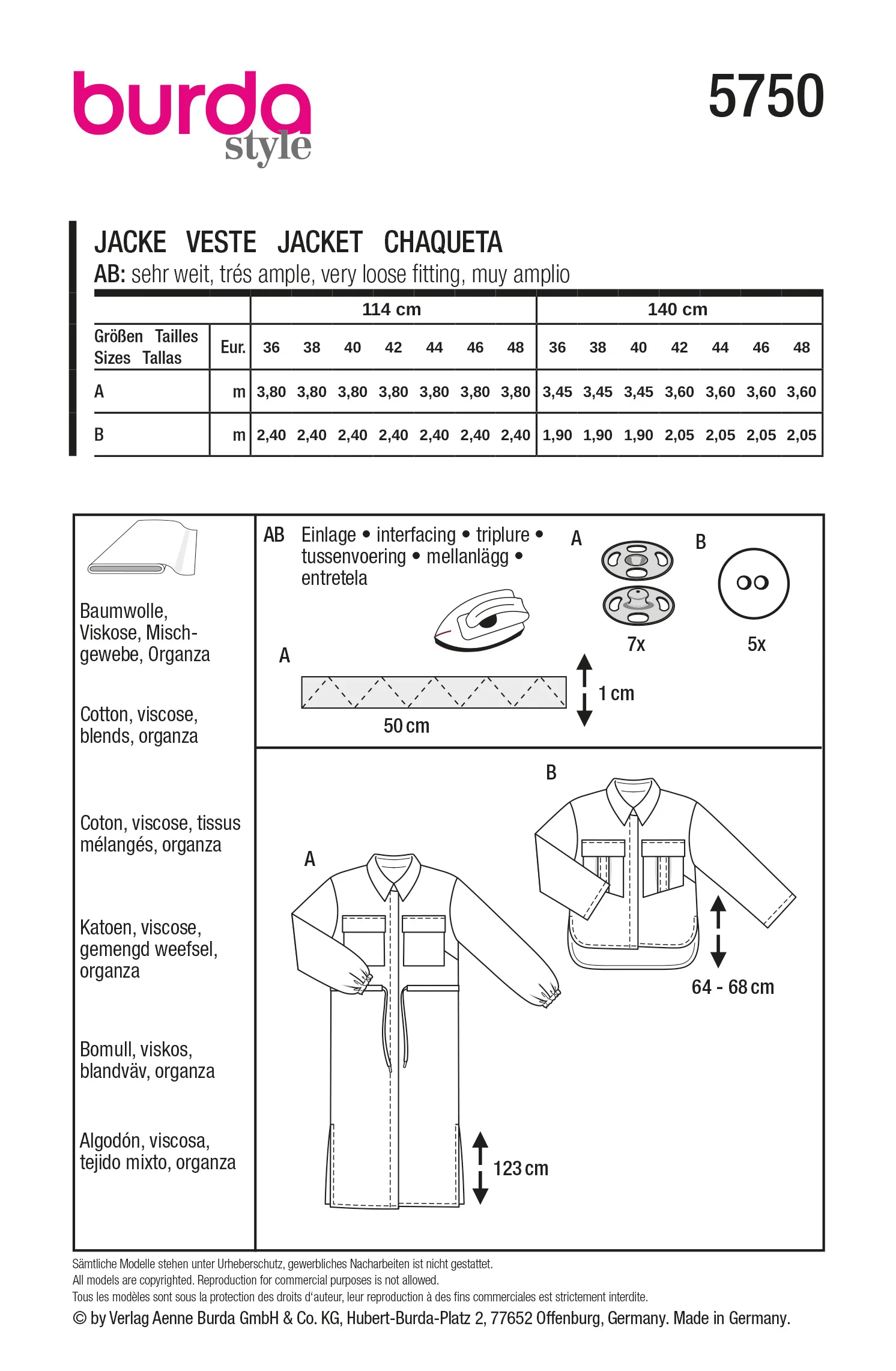 Burda 5750 - Jacket - Image 2
