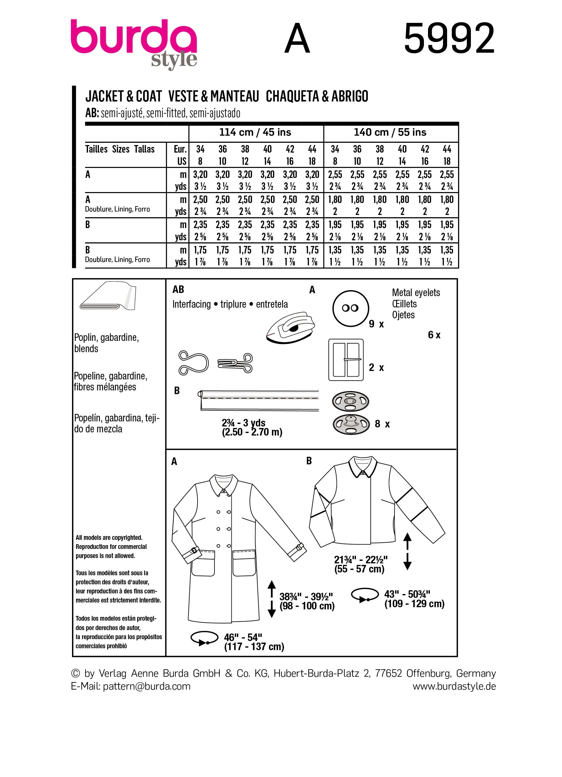 Burda - 5992 Coat - Image 2