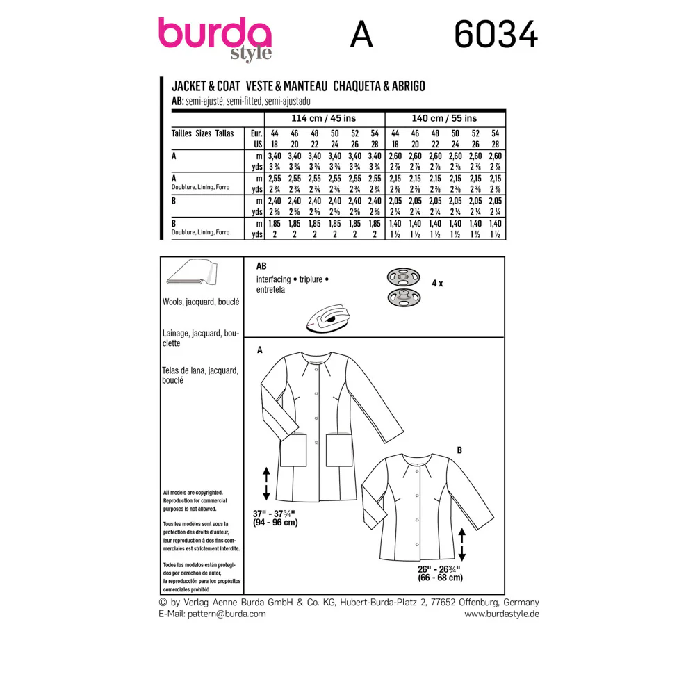 BURDA - 6034 Coat / Jacket - Image 2
