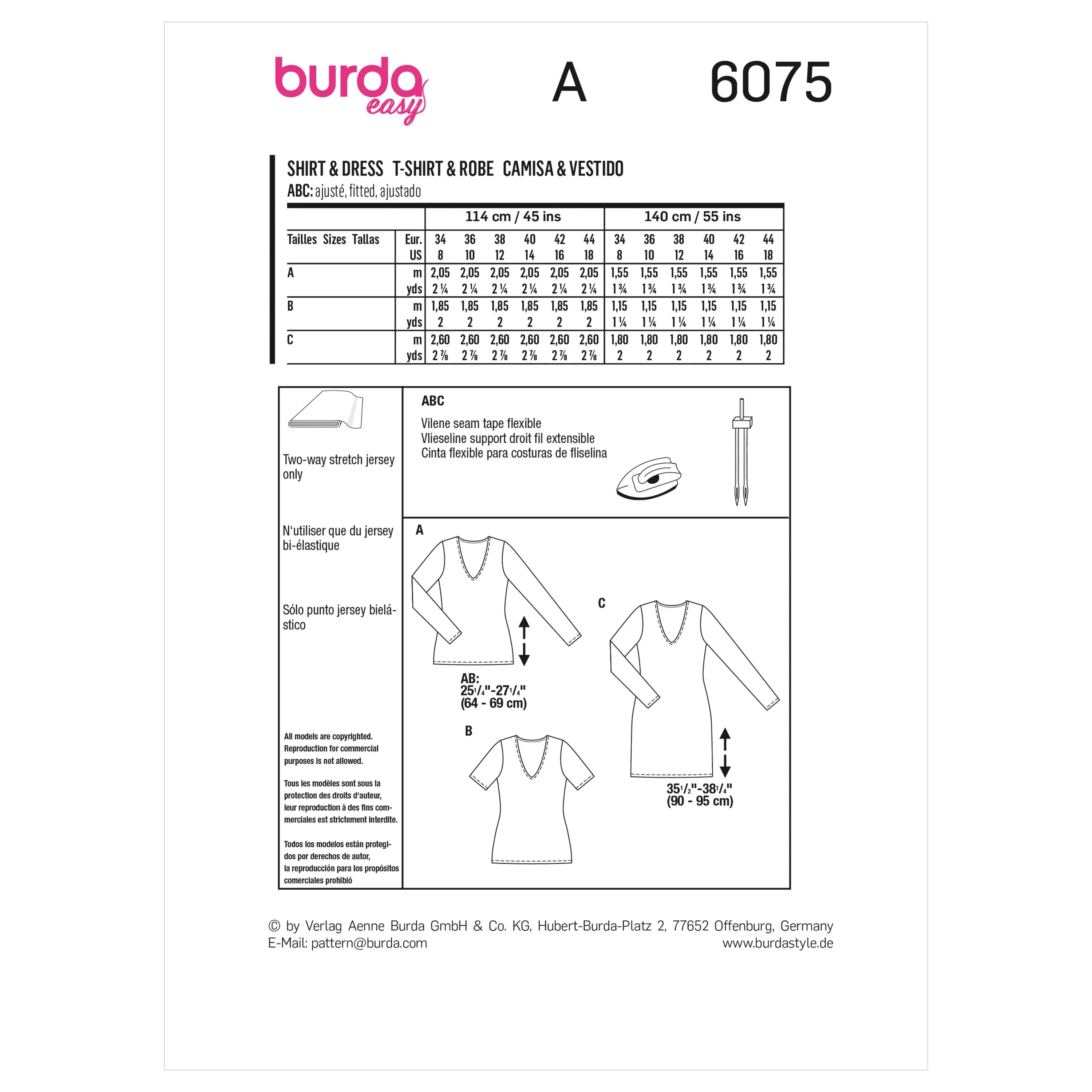 BURDA - 6075 Top, Dress – Slim Shape with V-Neck - Image 3
