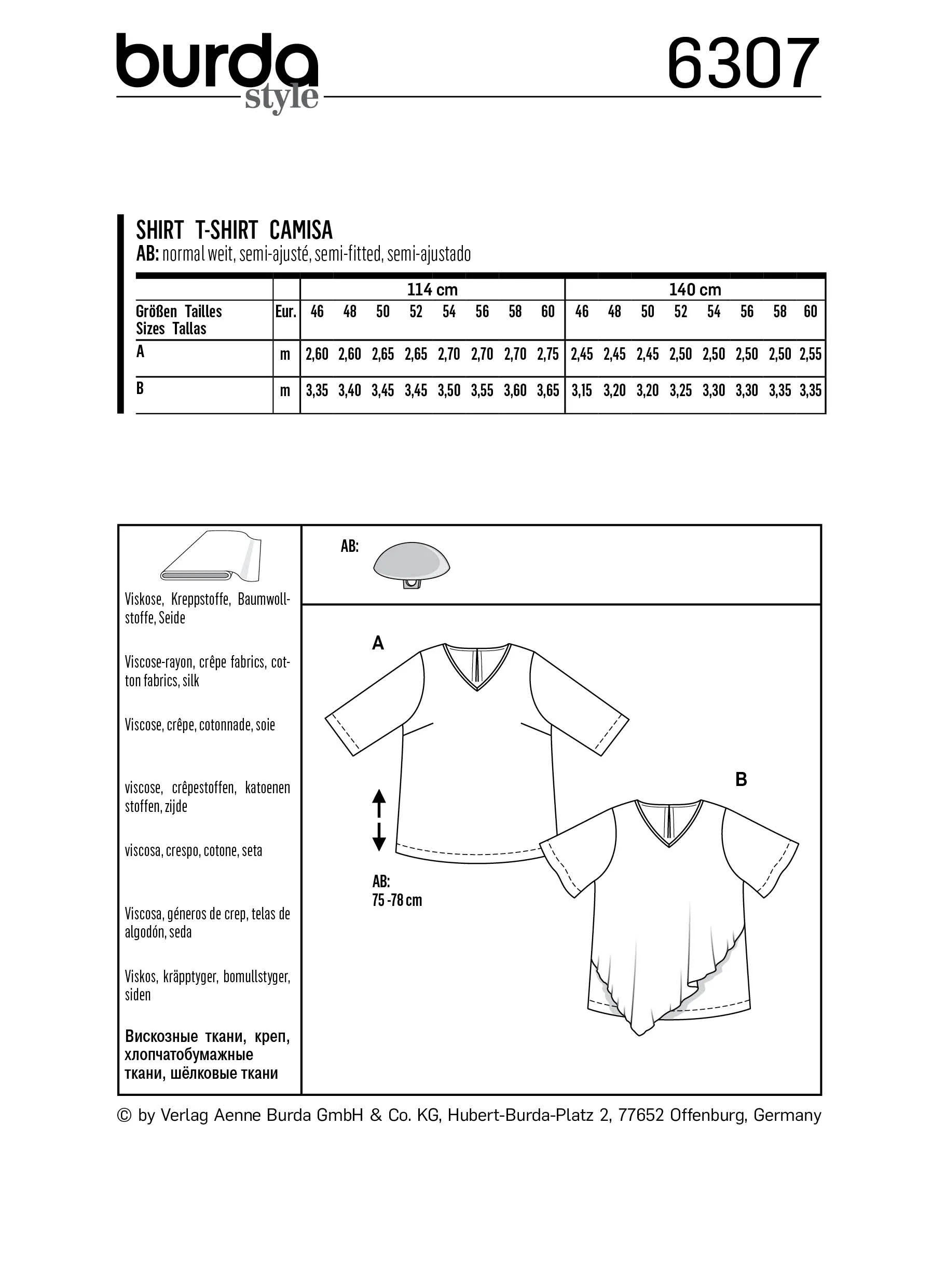 BURDA - 6307 Blouse Top – V-Neck – with Asymmetric Over Layer - Image 2