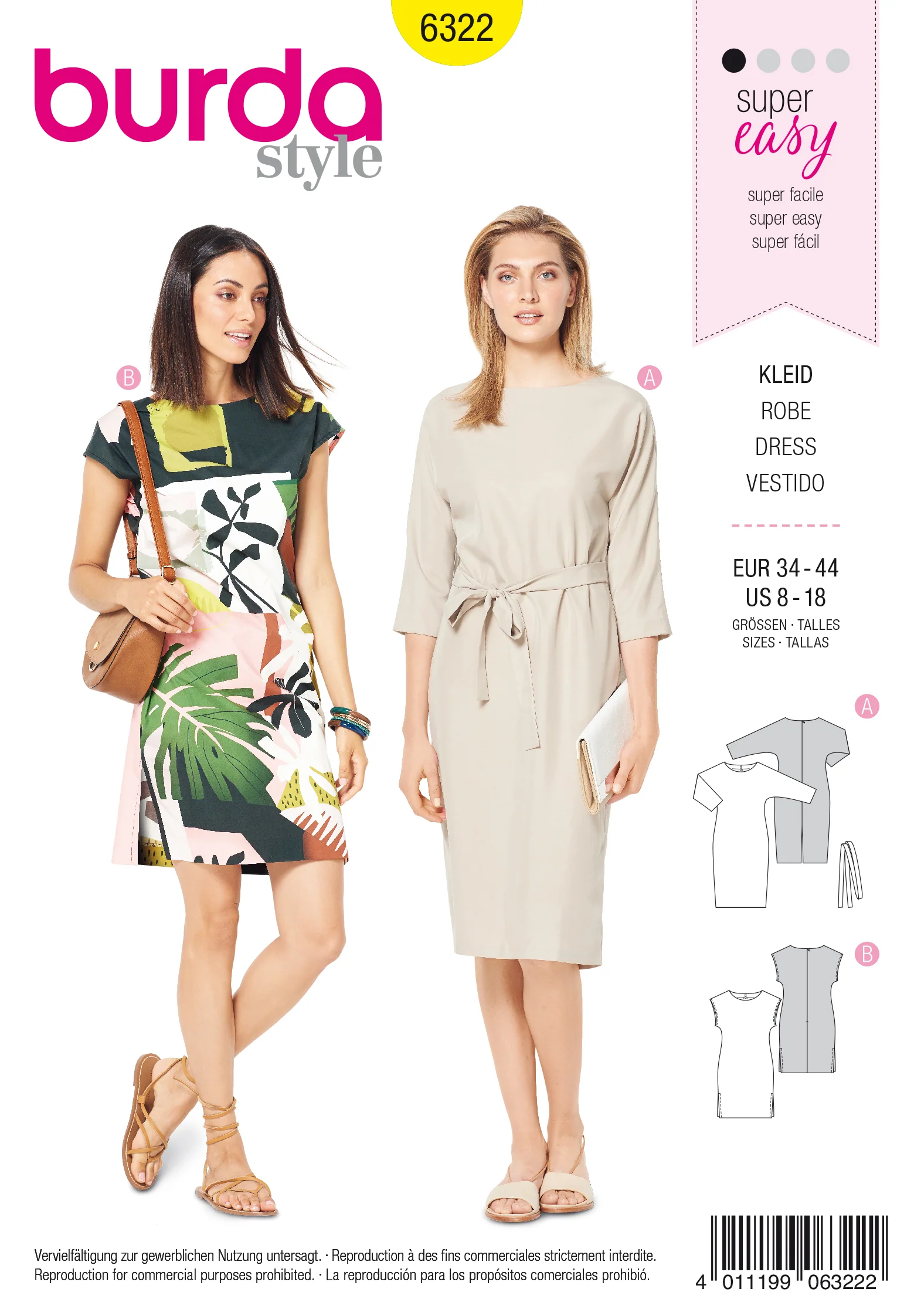 BURDA - 6322 Dress – Batwing Sleeves – Over-cut Shoulders