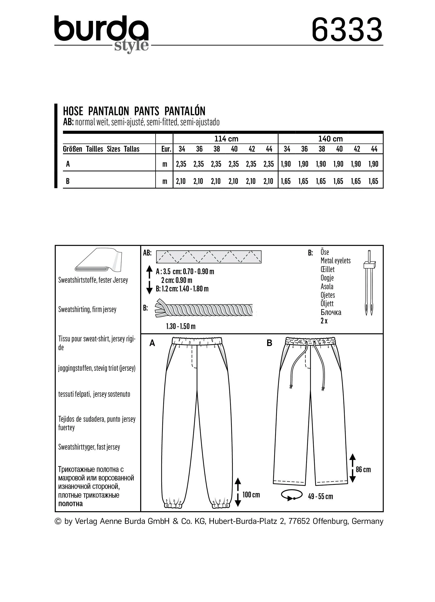 BURDA - 6333 Jogging Pants with Elastic and Drawstring Waist – Pockets - Image 2