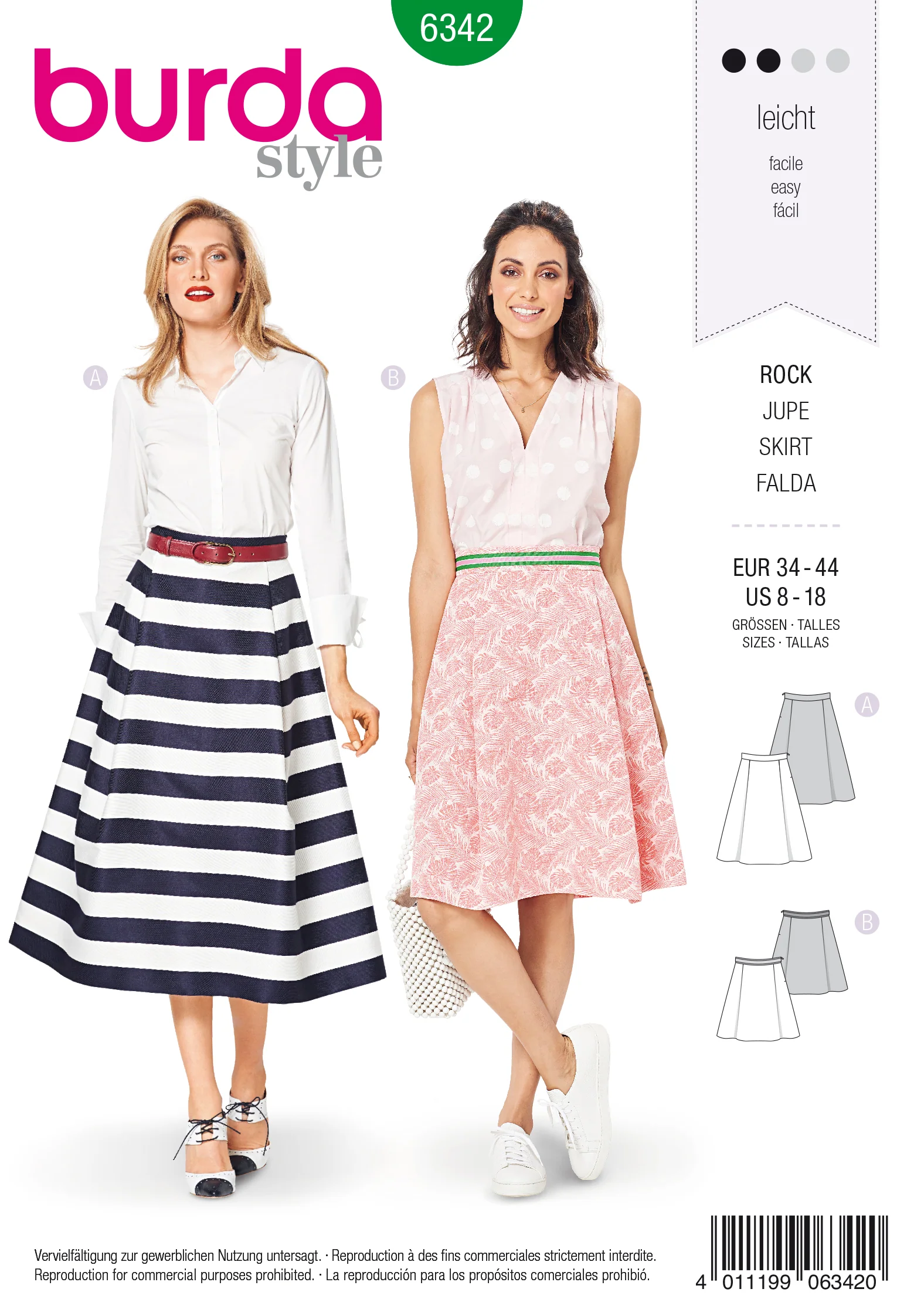 BURDA - 6342 Skirt with Side Pleats – A-Line