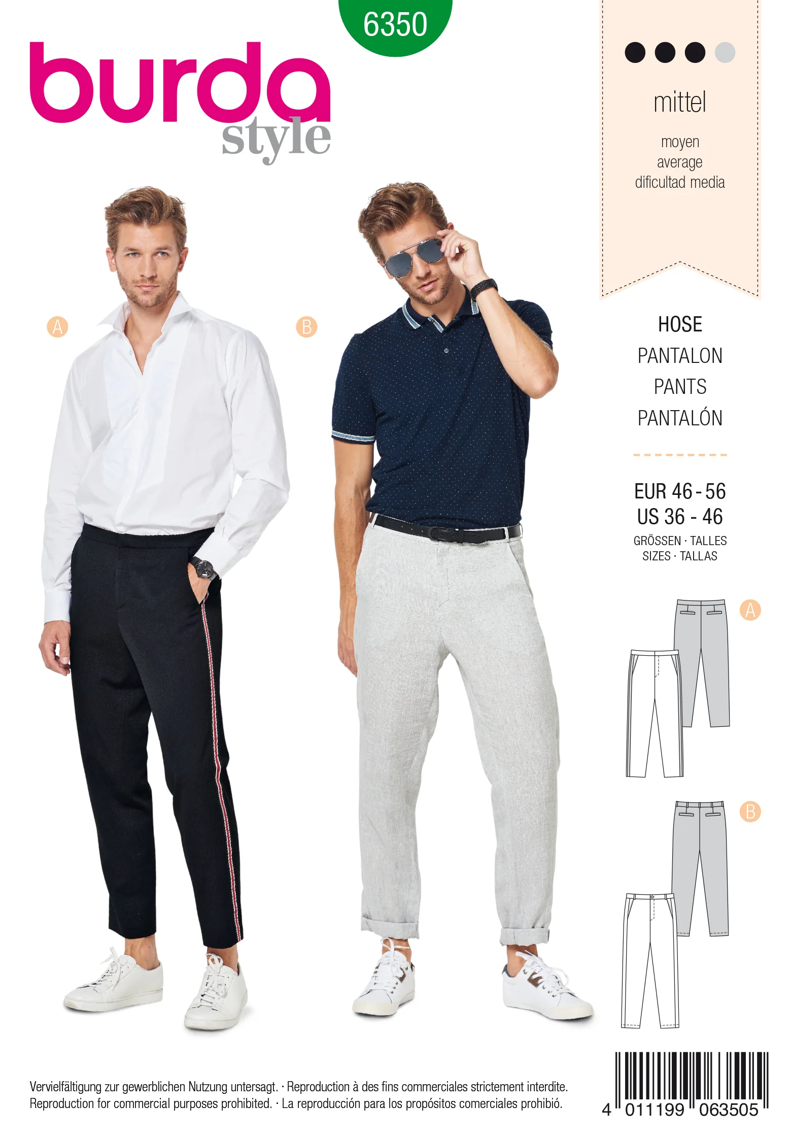 BURDA - 6350 Men’s Pants/Trousers