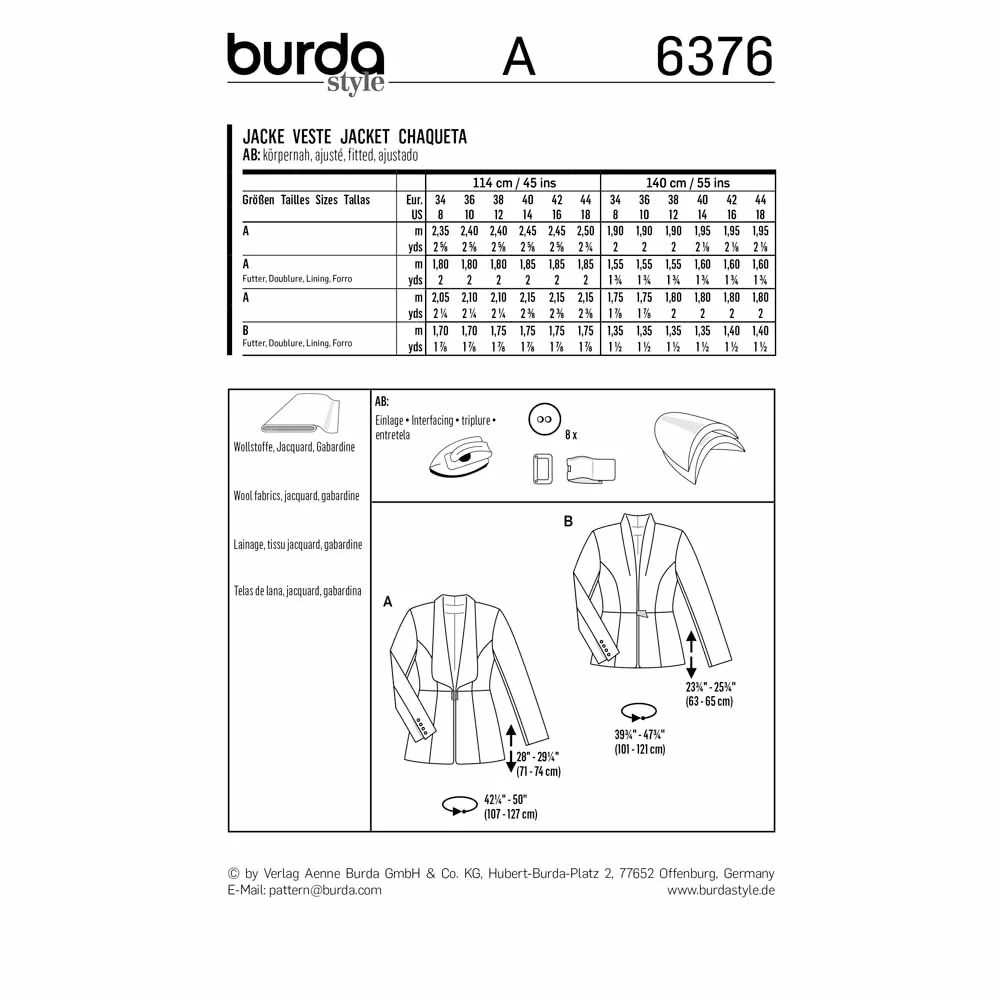 BURDA 6376 - Couture Blazer with an Interesting Collar - Image 2