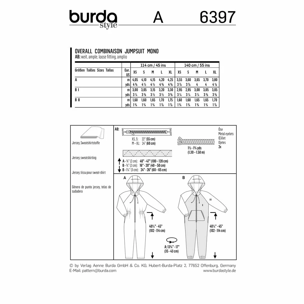 BURDA 6397 - Hooded Jumpsuit For ″Him″ Und ″Her″ - Image 2