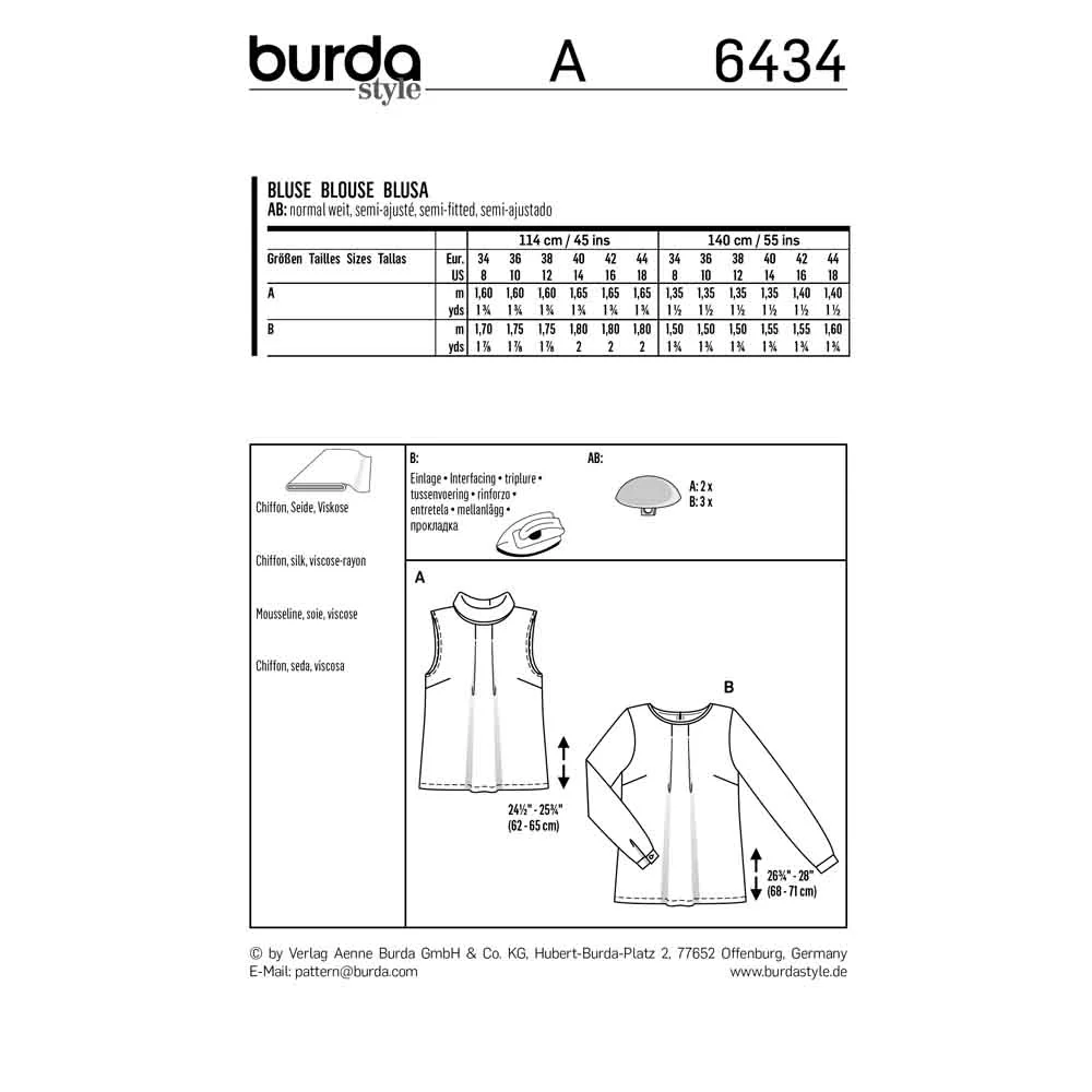 BURDA - 6434 Blouse - Neckline Pleats - Image 2