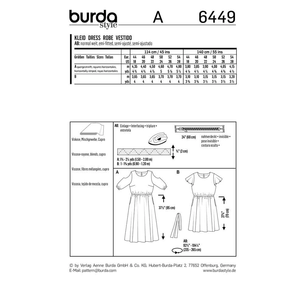 BURDA - 6449 Summer Dress with Elastic Casing - Cut-Out-Sleeves - Wing Sleeves - Image 2
