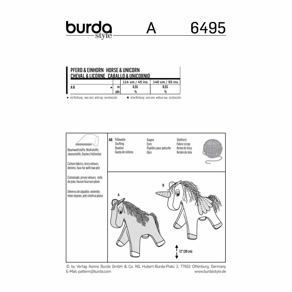 BURDA - 6495 Accessories - Horse/Unicorn - Image 2