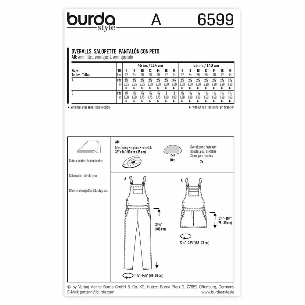 BURDA - 6599 Ladies Overalls - Image 2