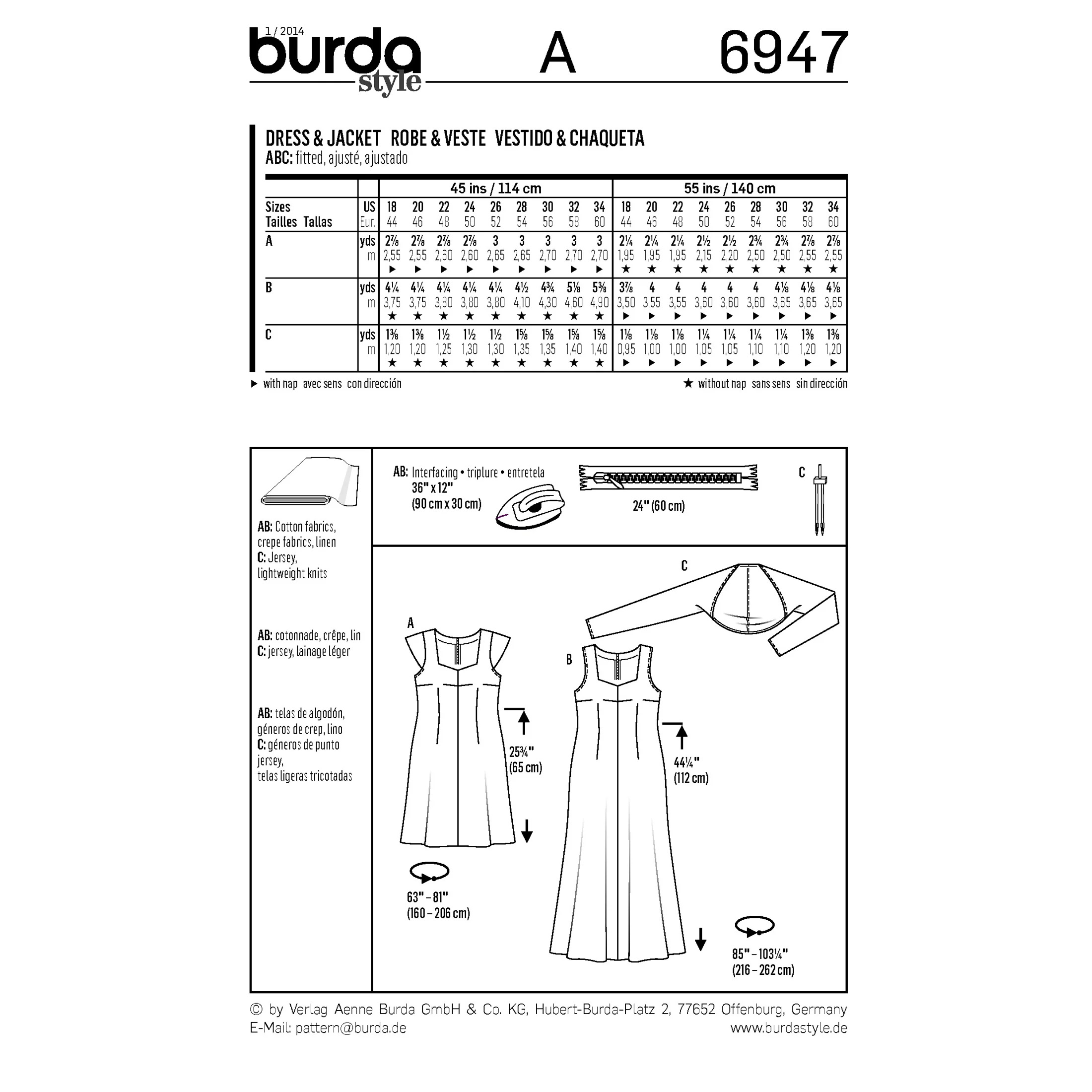 BURDA - 6947 Ladies Dress/Jacket - Image 2