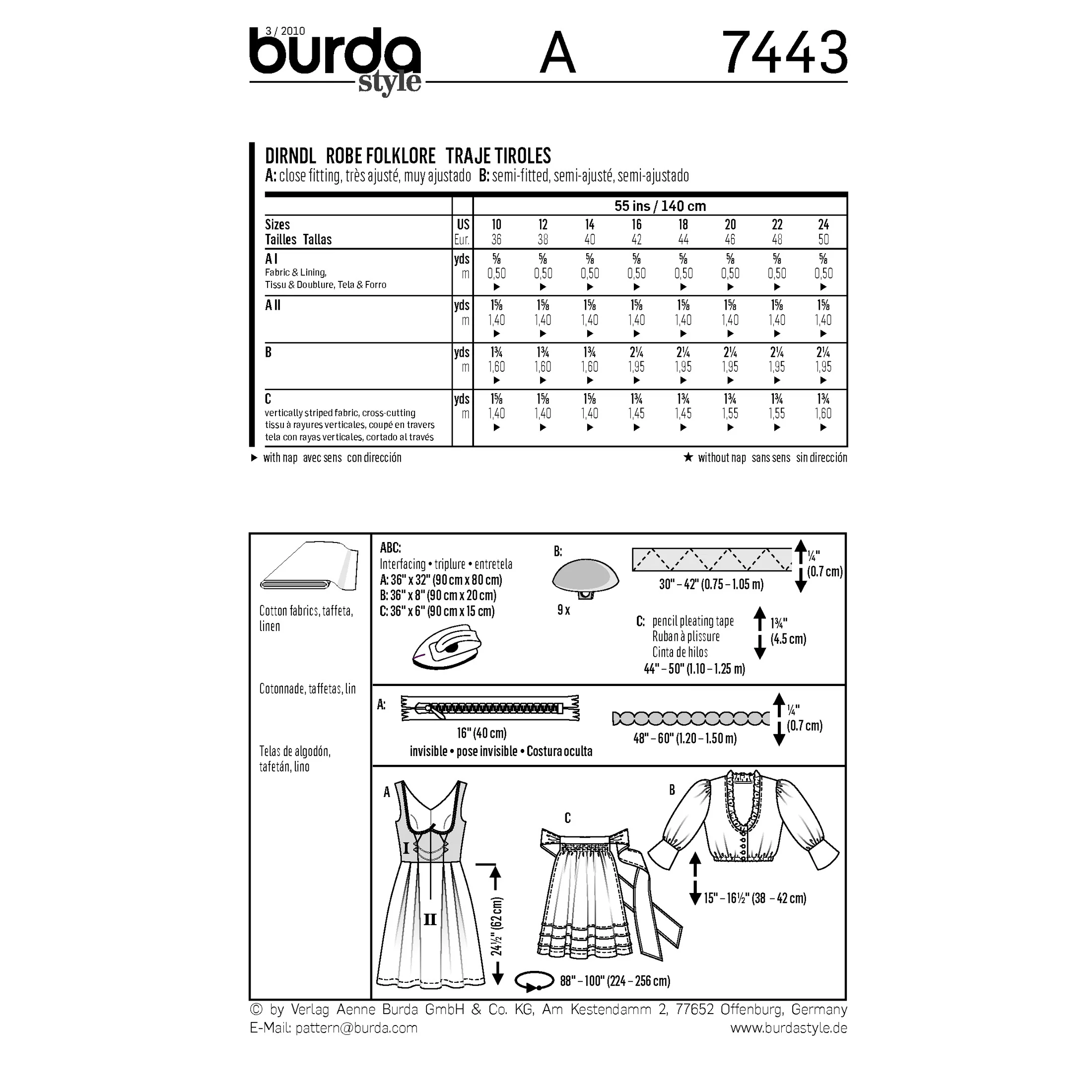 BURDA - 7443 Costume Ladies Folklore - Image 2