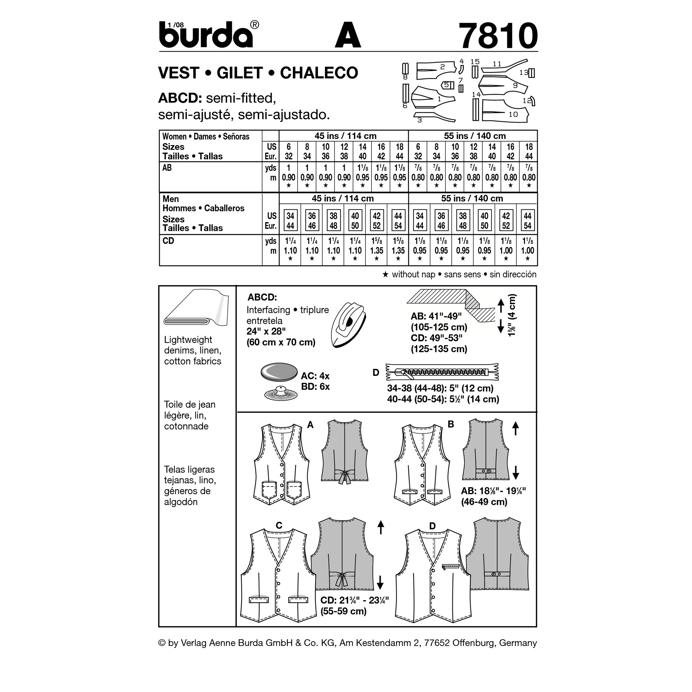 BURDA - 7810 Unisex Vest - Image 2