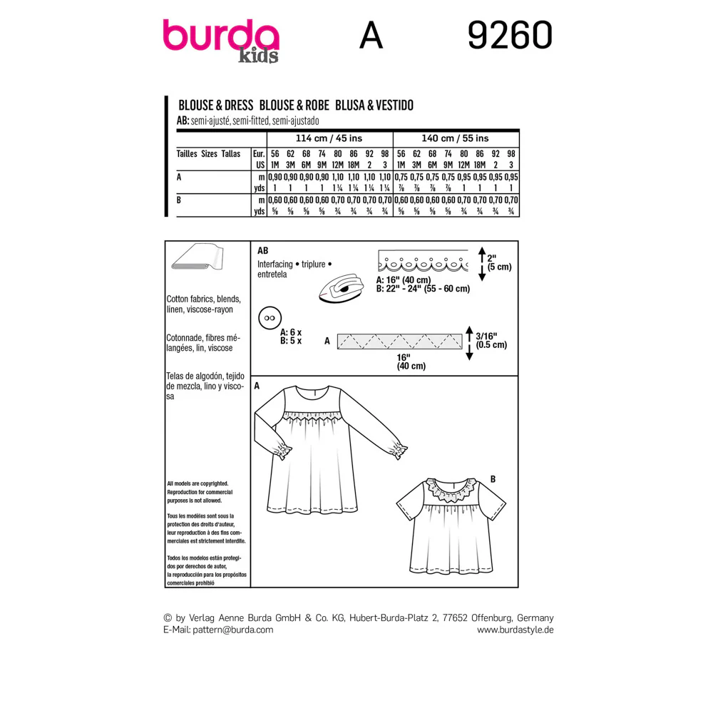 BURDA - 9260 Kids Dress / Blouse - Image 2