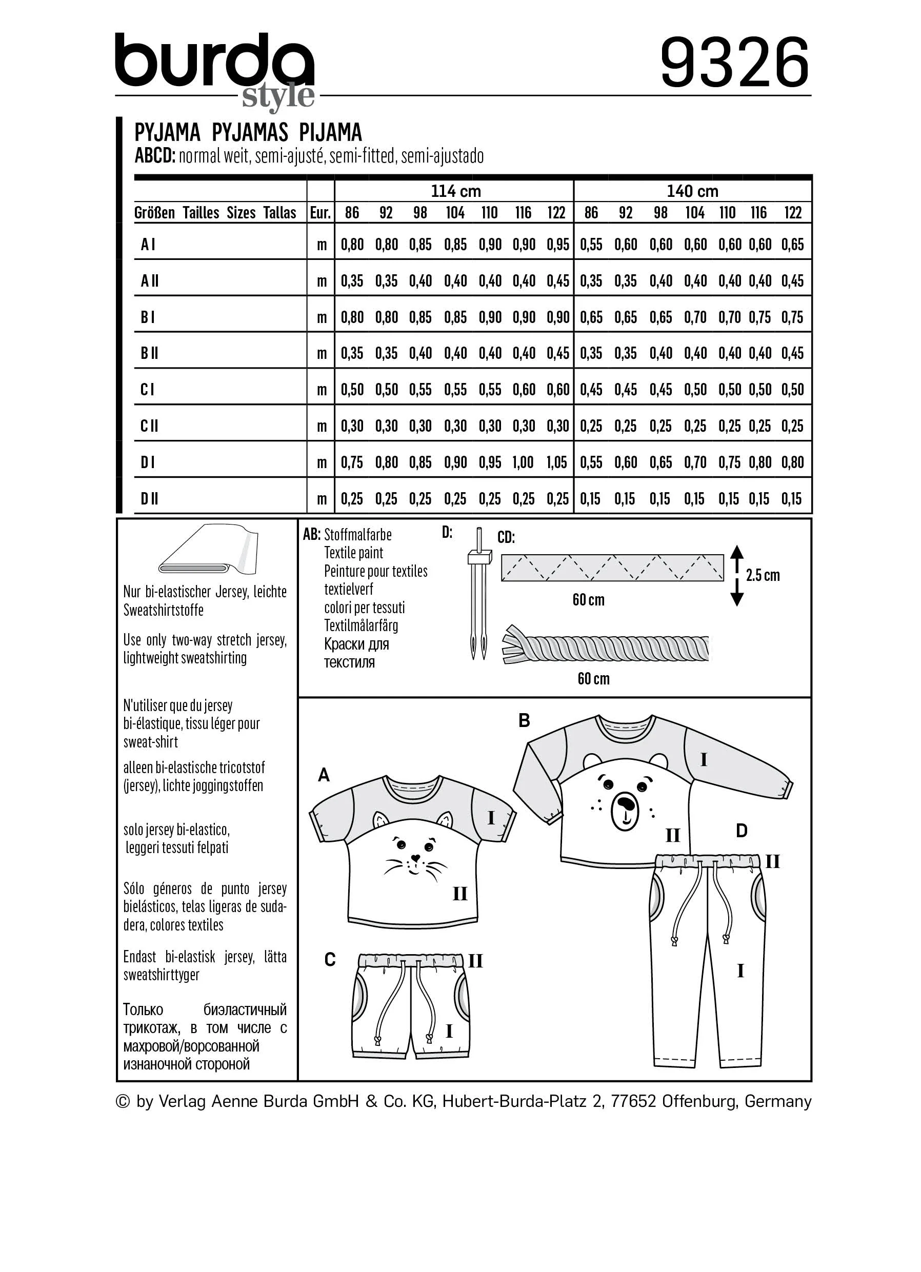 BURDA - 9326 Pyjamas – Top – Elastic Waist Bottoms – Shorts - Image 2