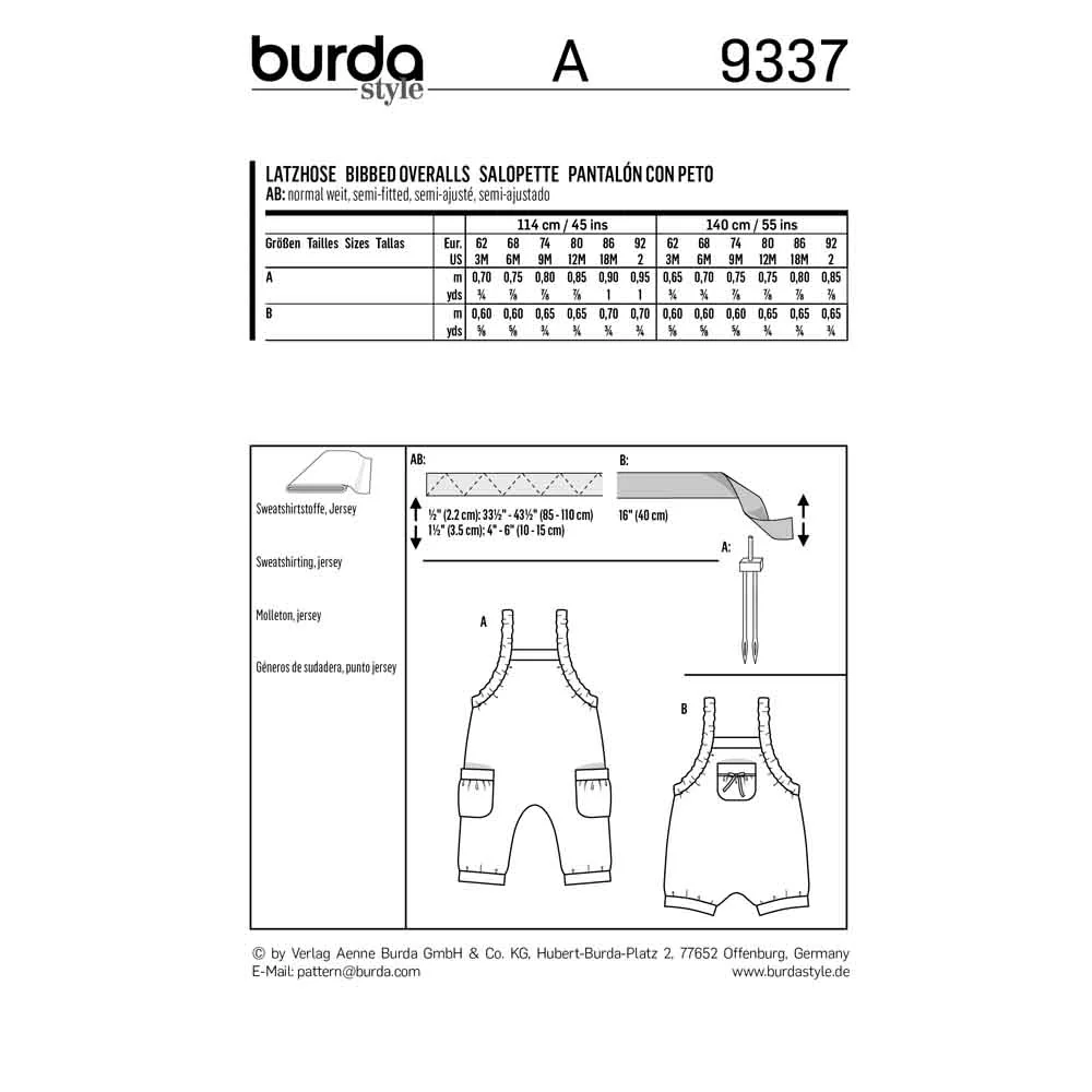 BURDA - 9337 Bibbed Trousers/Pants with Elastic Casing - Stretch Straps - Leg Bands - Image 2