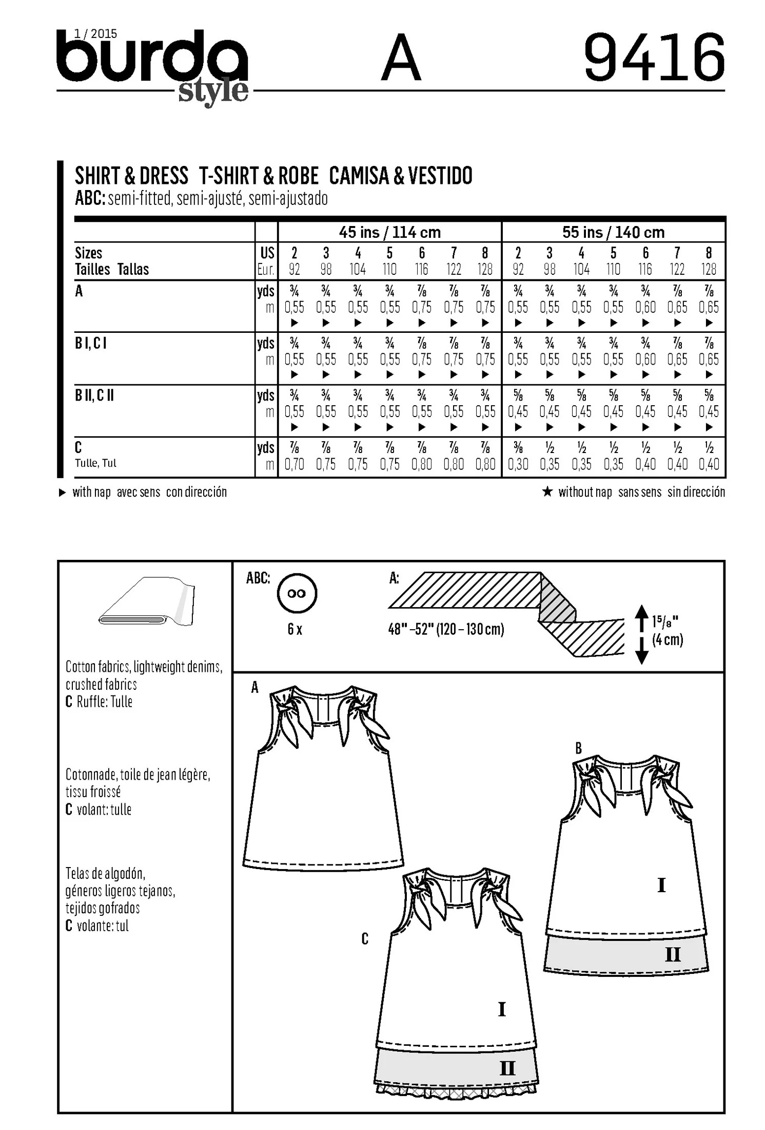 BURDA 9416 Child School Girl Dress - Image 2