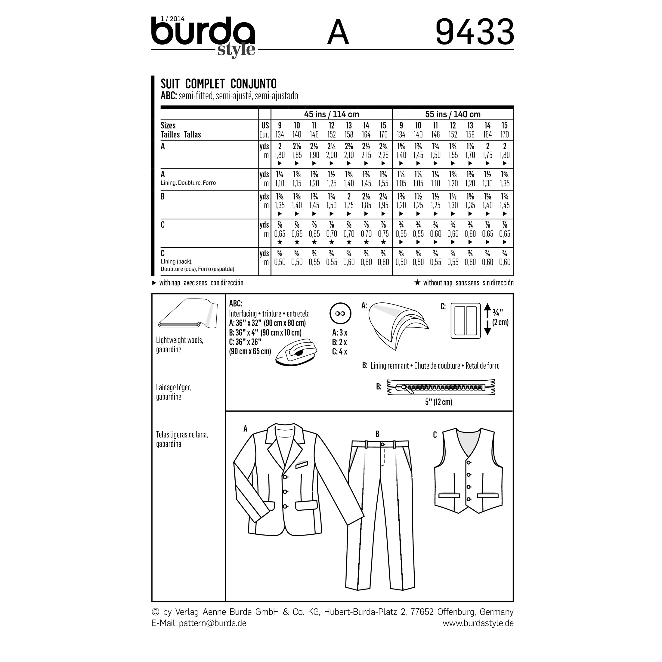 BURDA - 9433 Child Suit - Image 2