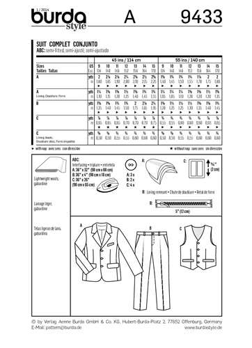 BURDA - 9433 Child Suit - Image 3