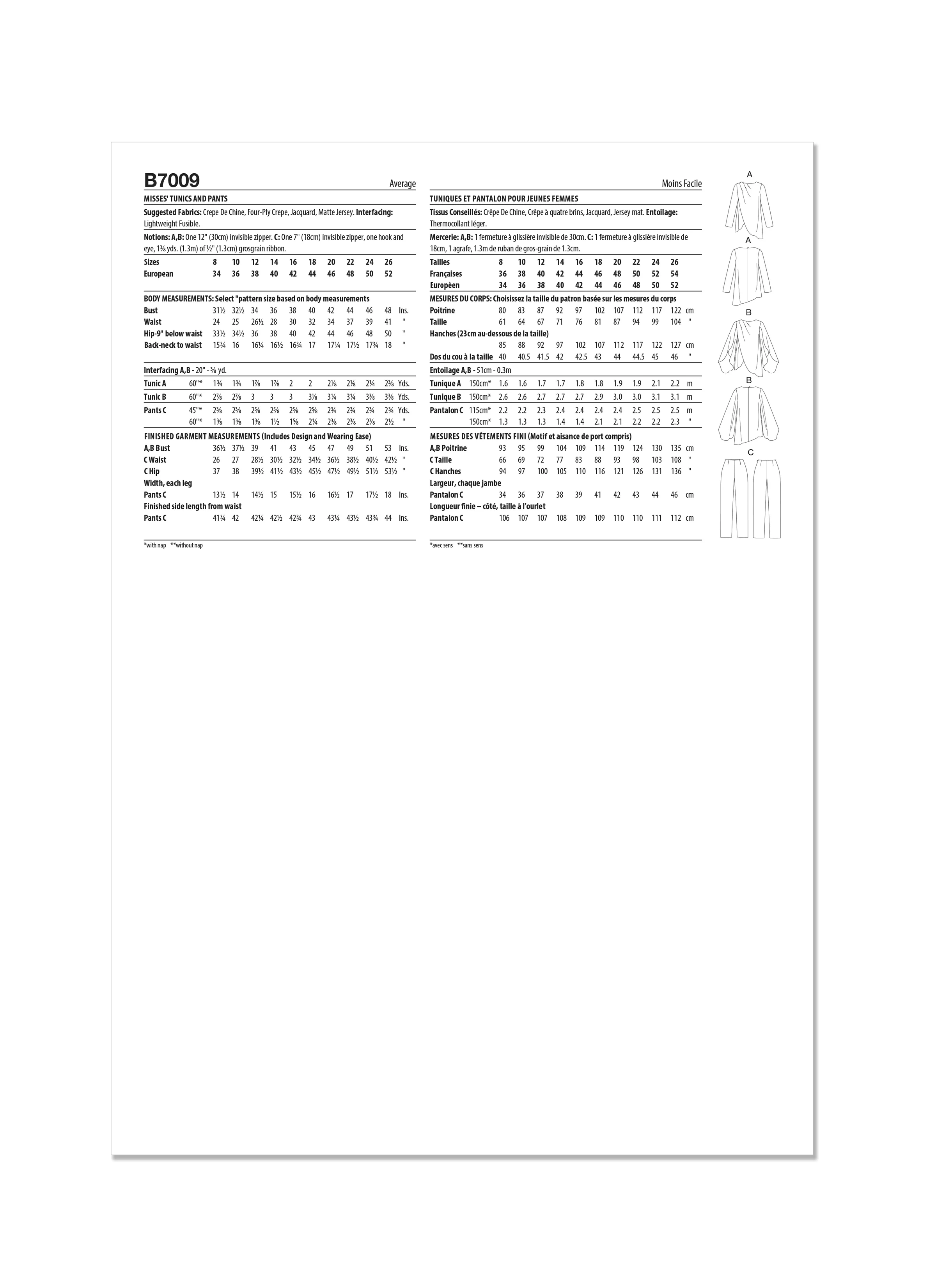 Butterick - B7009 MISSES' TUNICS AND PANTS - Image 2