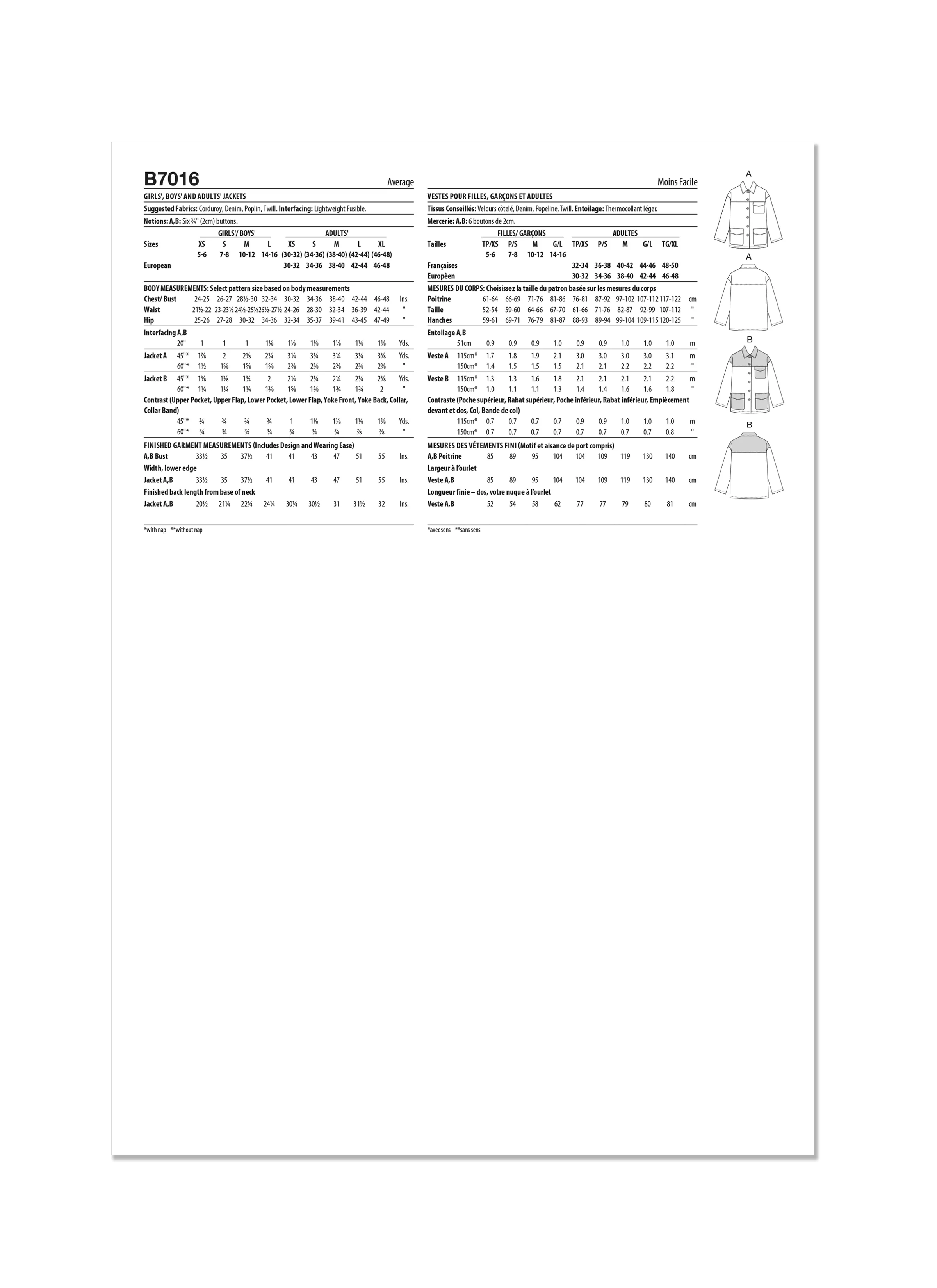 Butterick - B7016 GIRL'S AND BOY'S AND ADULT'S JACKETS - Image 2