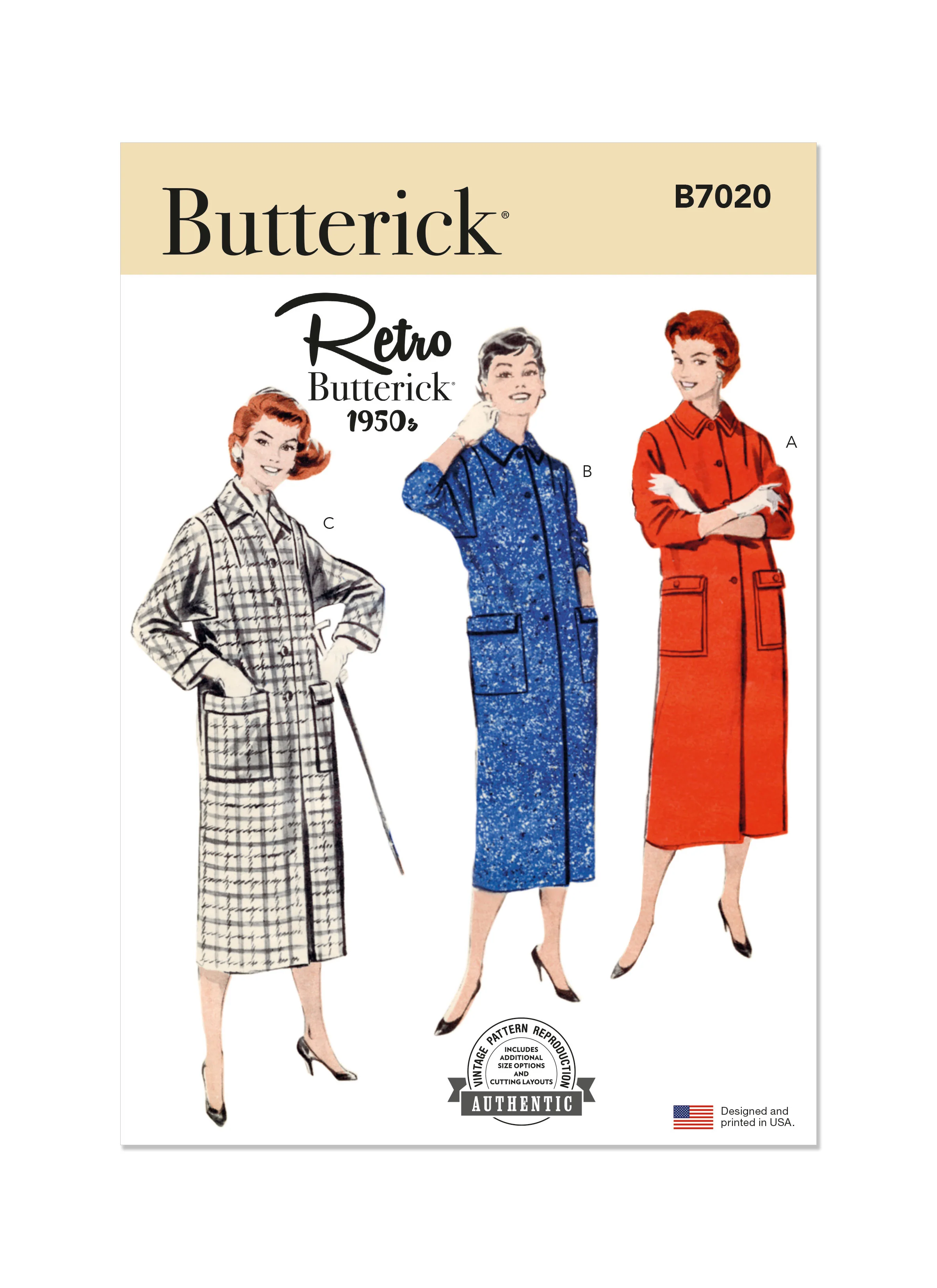Butterick - B7020 MISSES' BOX COAT