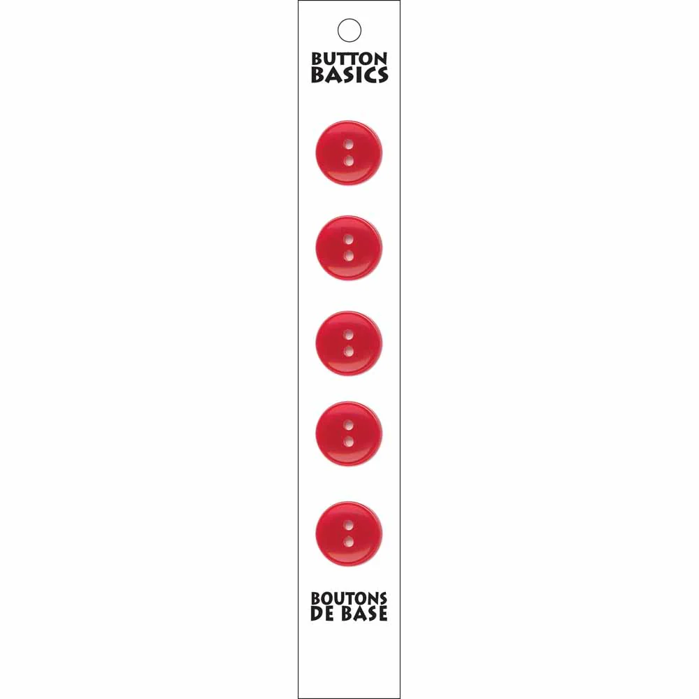 BUTTON BASICS 2 Hole Buttons - 14mm (½") - 5 pcs