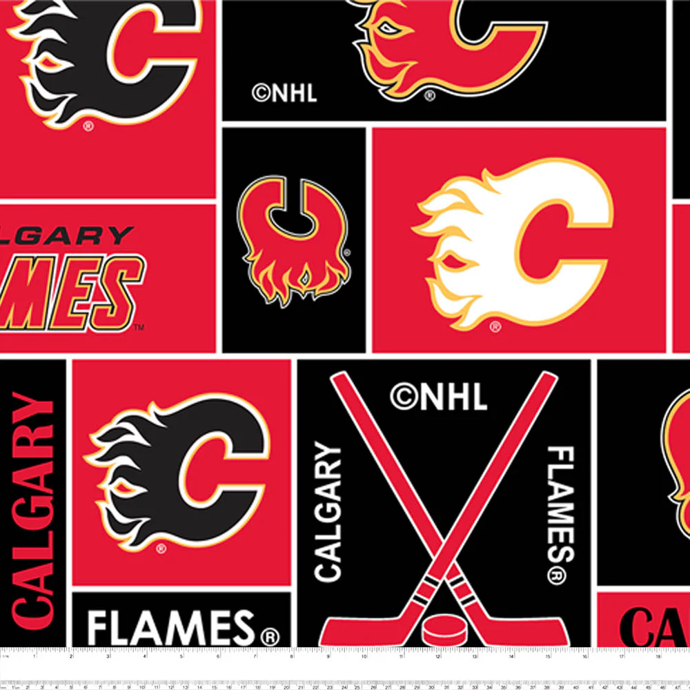 Calgary Flames - NHL Fleece Print - Squares - Image 2