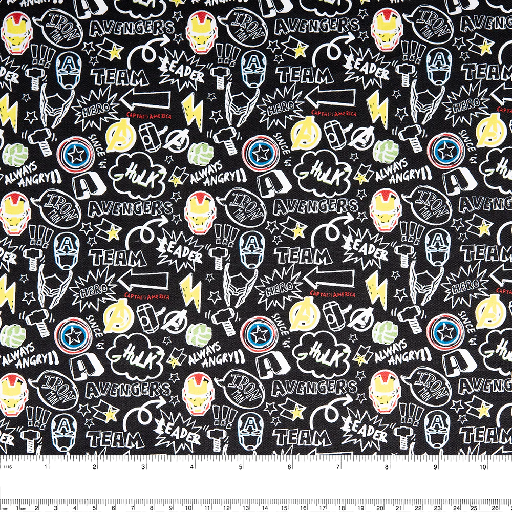 Camelot - PRIVILÈGE - Licensed Cotton Print - Avengers - Writing - Black - Image 2