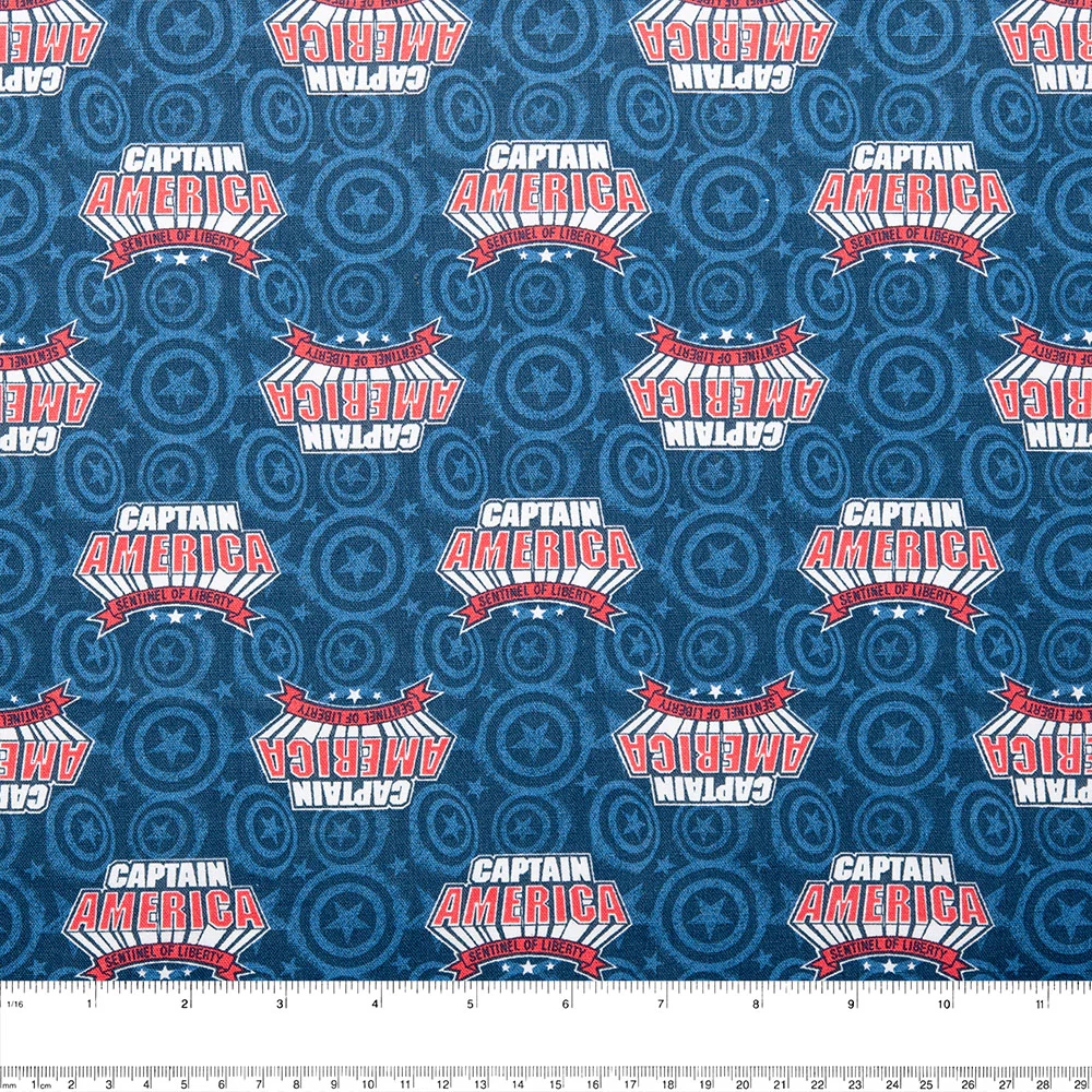 Camelot - PRIVILÈGE - Licensed Cotton Print - Captain America - Writing - Blue - Image 2