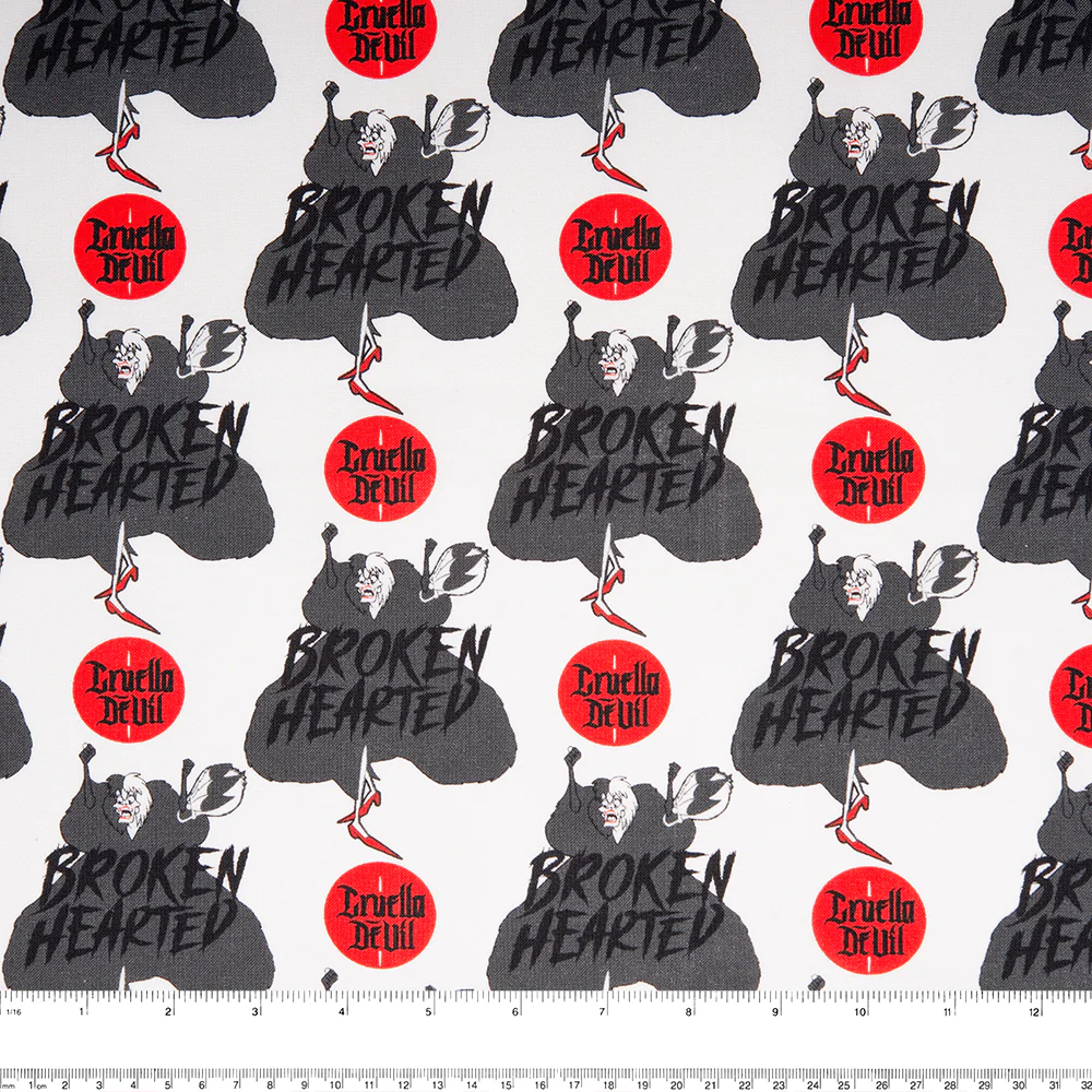 Camelot - PRIVILÈGE - Licensed Cotton Print - Cruella Devil - Crest - White - Image 2