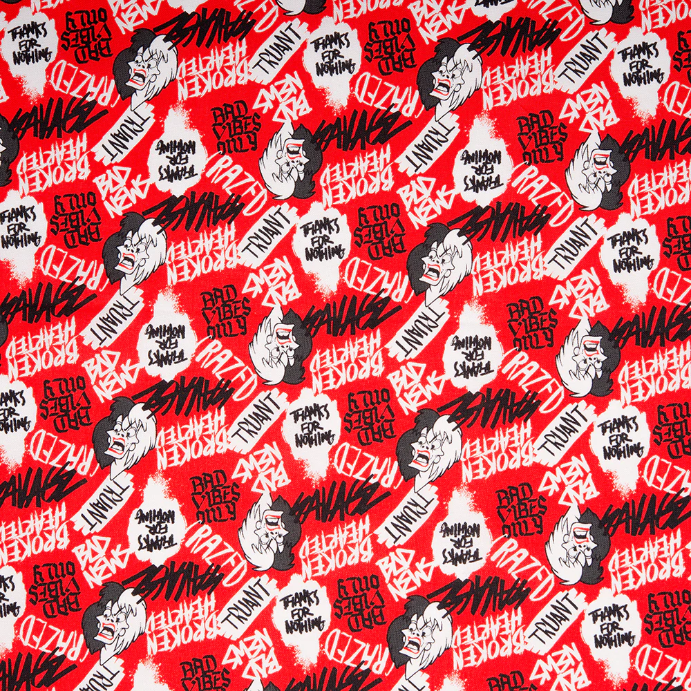 Camelot - PRIVILÈGE - Licensed Cotton Print - Cruella Devil - Head - Red