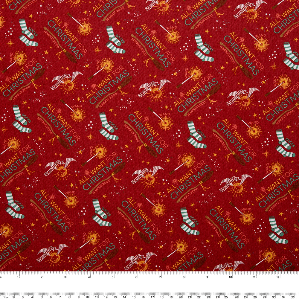 Camelot - PRIVILÈGE - Licensed Cotton Print - Harry Potter - Nimbus 2000 - Red - Image 2