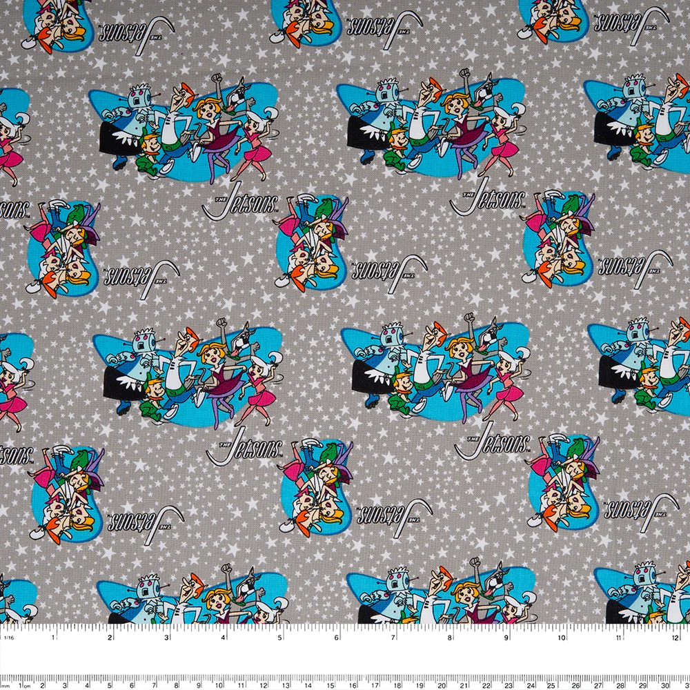Camelot - PRIVILÈGE - Licensed Cotton Print - Jetsons - Family / Stars - Grey - Image 2