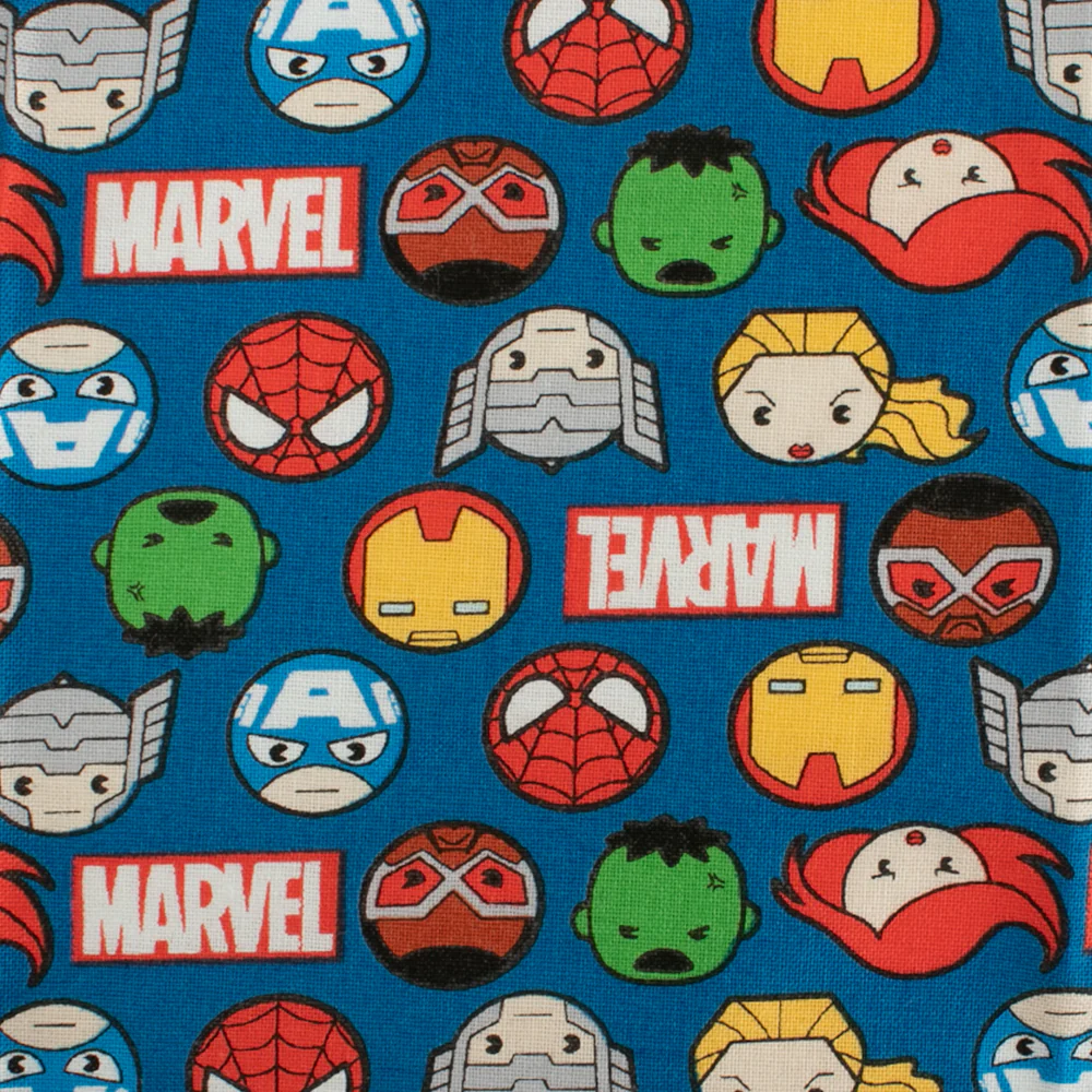 Camelot - PRIVILÈGE - Licensed Cotton Print - Marvel Kawaii action faces - blue