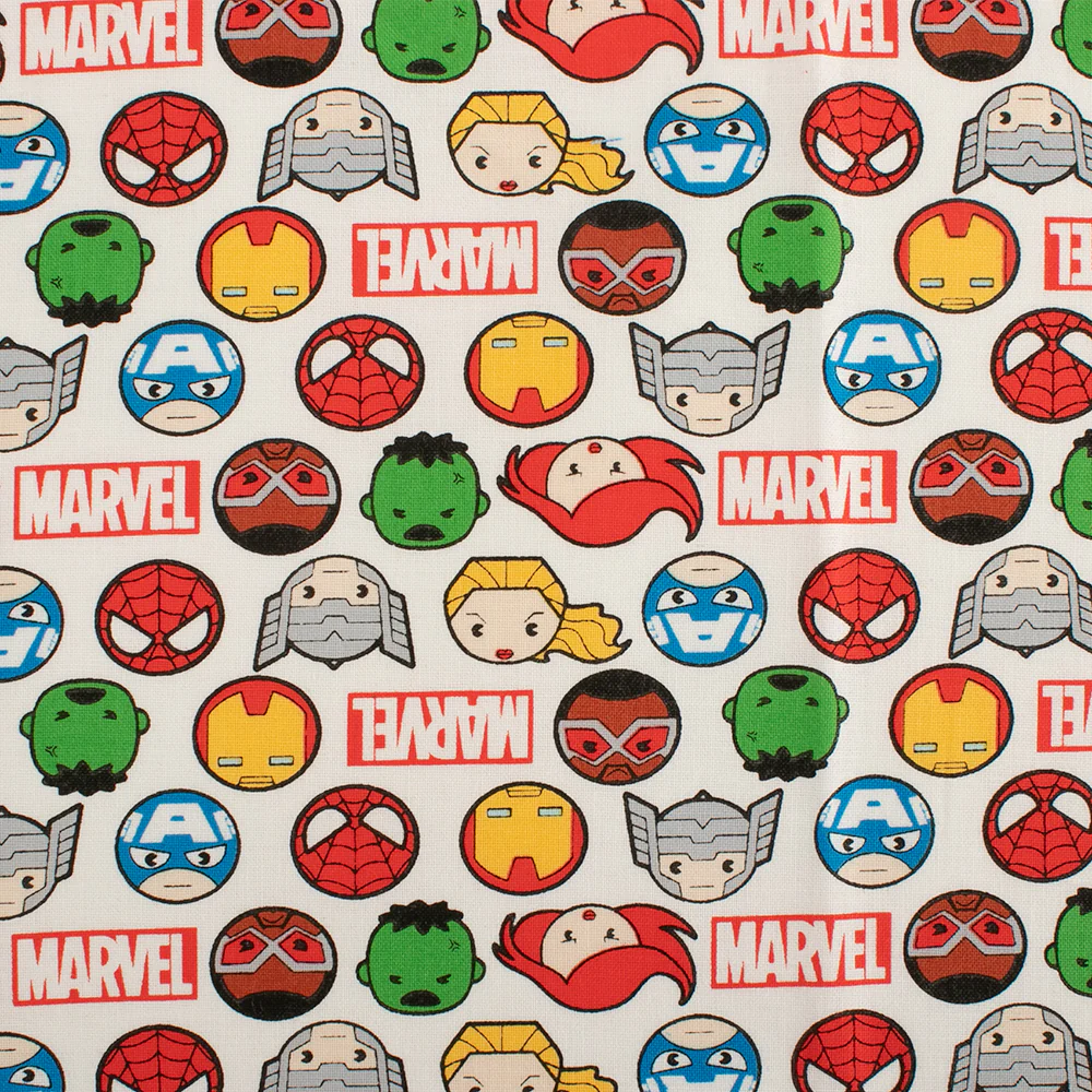 Camelot - PRIVILÈGE - Licensed Cotton Print - Marvel Kawaii action faces - white