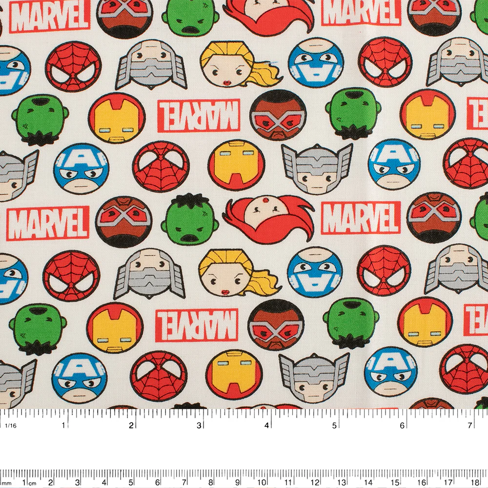 Camelot - PRIVILÈGE - Licensed Cotton Print - Marvel Kawaii action faces - white - Image 2