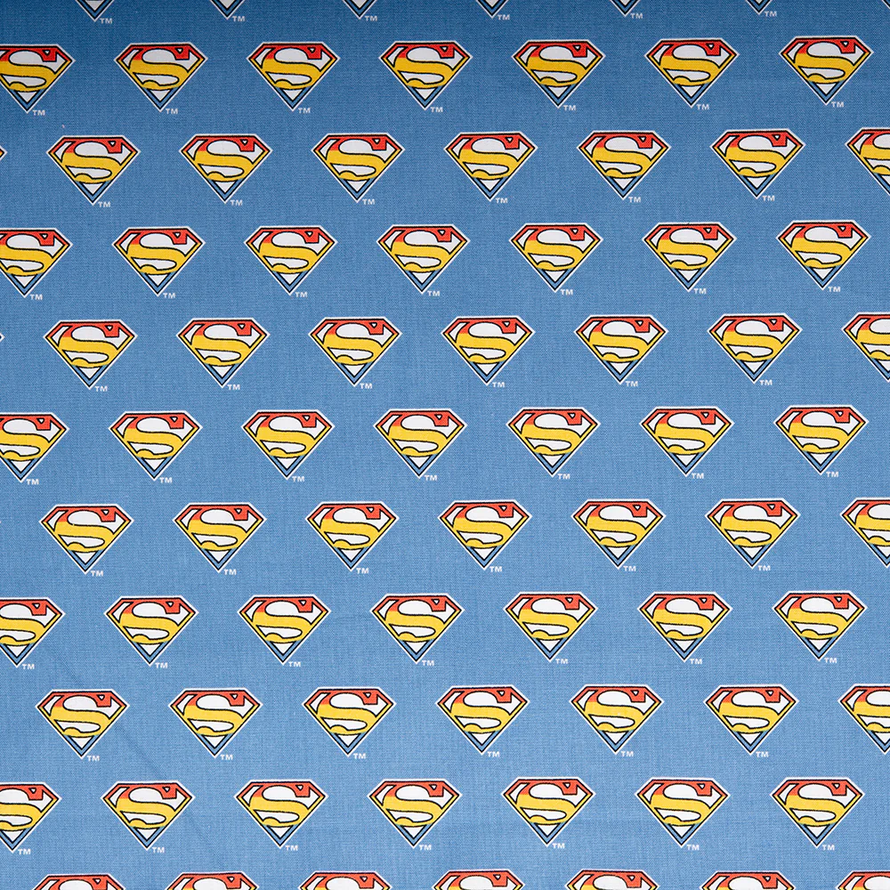 Camelot - PRIVILÈGE - Licensed Cotton Print - Superman - Logo - Blue