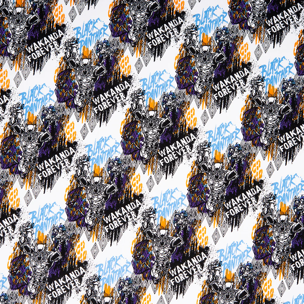 Camelot - PRIVILÈGE - Licensed Cotton Print - The black Panther - Wakanda - White