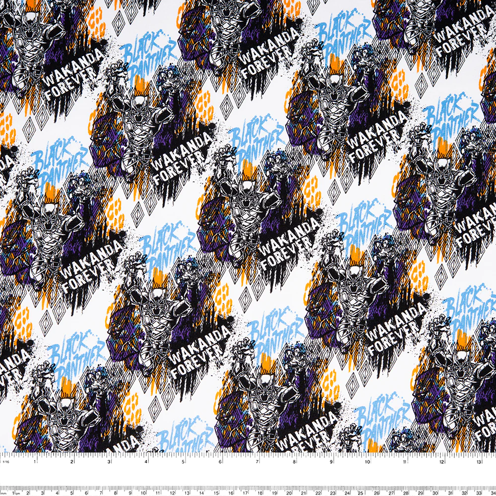 Camelot - PRIVILÈGE - Licensed Cotton Print - The black Panther - Wakanda - White - Image 2