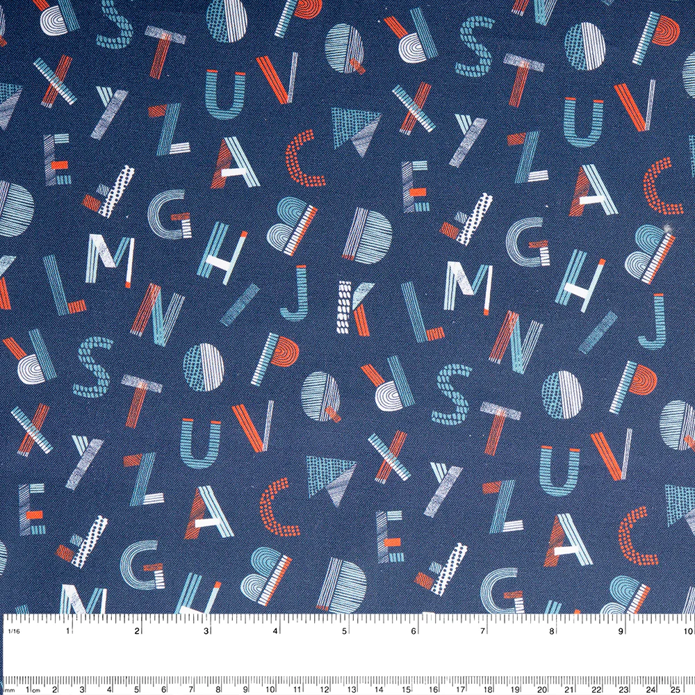 CAMELOT Quilting cotton - Nautical collection - Letters - Navy - Image 2