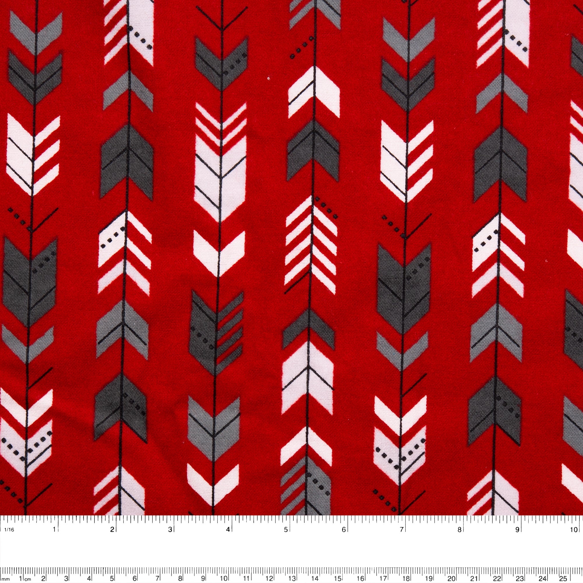 CHARLIE Printed Flannelette - Arrow stripes - Red - Image 4
