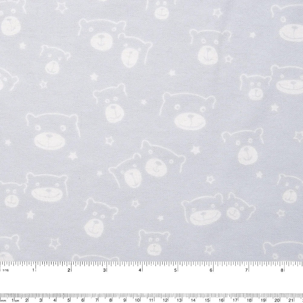 CHARLIE Printed Flannelette - Bear / Stars - Grey - Image 2
