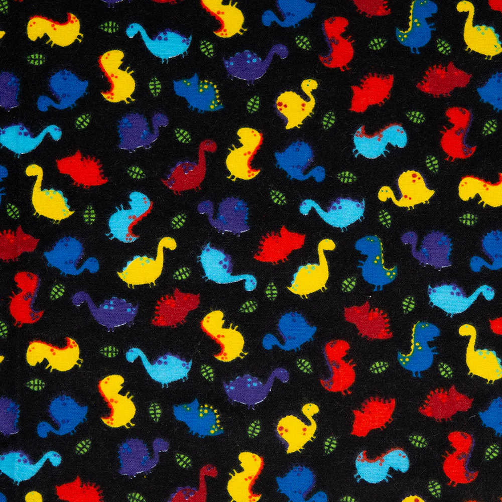 CHARLIE Printed Flannelette - Dinosaur - Black