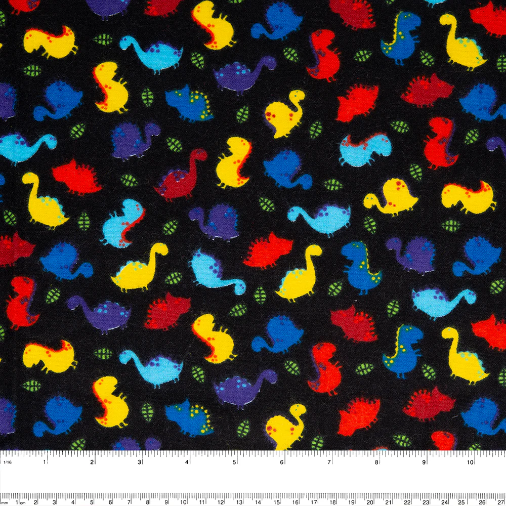 CHARLIE Printed Flannelette - Dinosaur - Black - Image 2