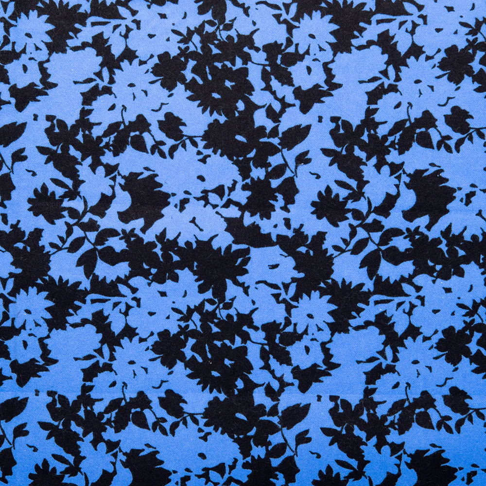 CHARLIE Printed Flannelette - Flower silhouette - Perriwinkle