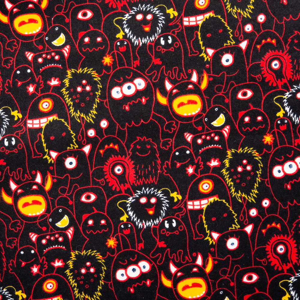 CHARLIE Printed Flannelette - LIL'MONSTERS - Black
