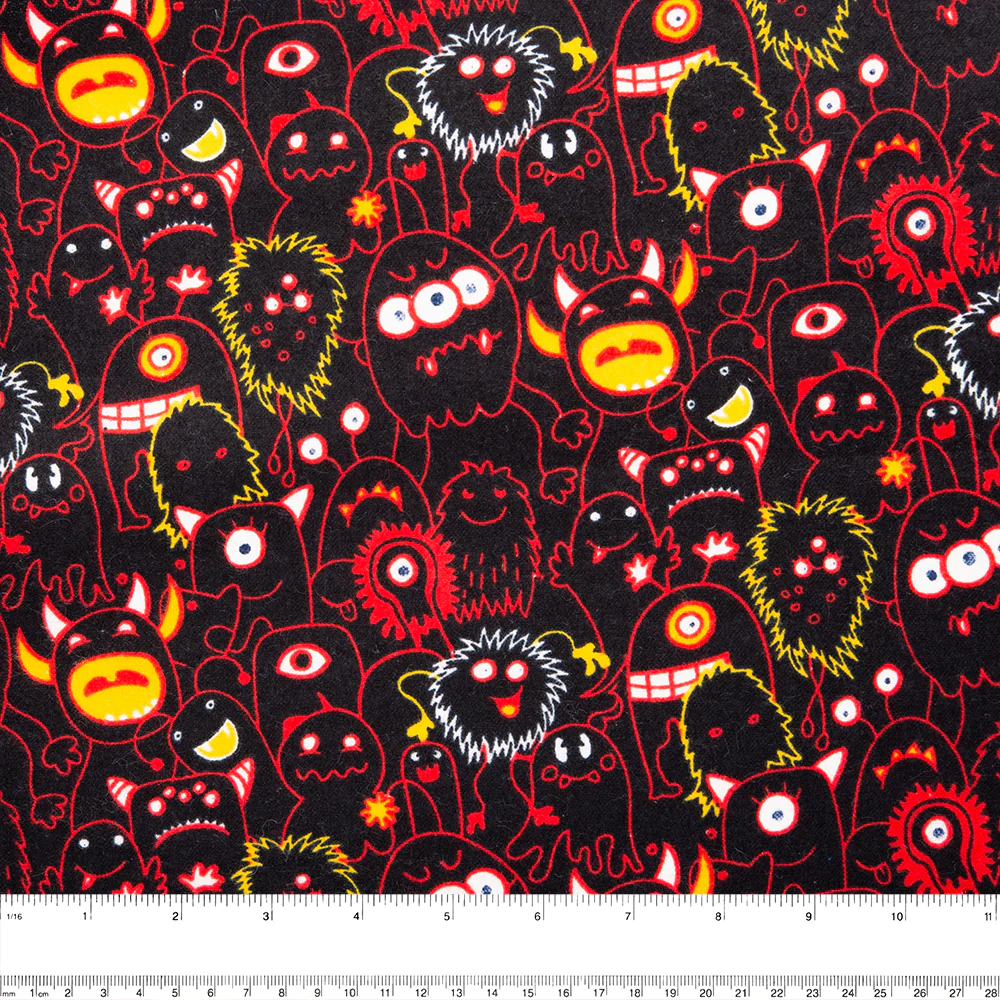 CHARLIE Printed Flannelette - LIL'MONSTERS - Black - Image 2